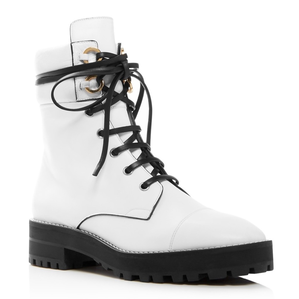 Stuart Weitzman Lexy Round Toe Leather Lace Up Booties - Size 6